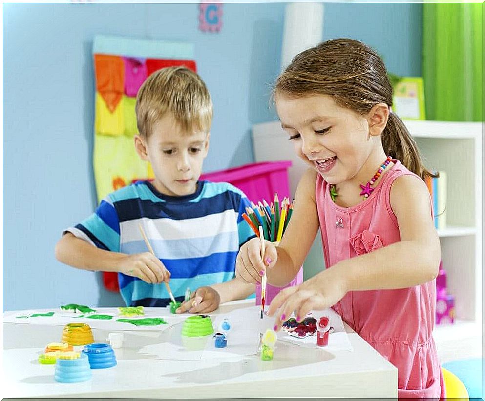 children playing paint