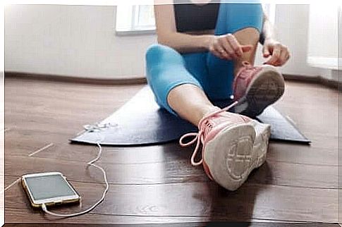 Woman doing exercises to deal with depression