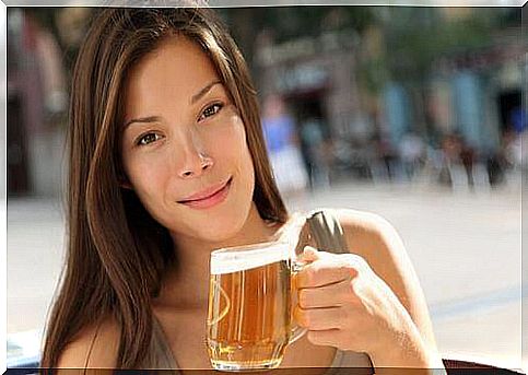 woman having a beer