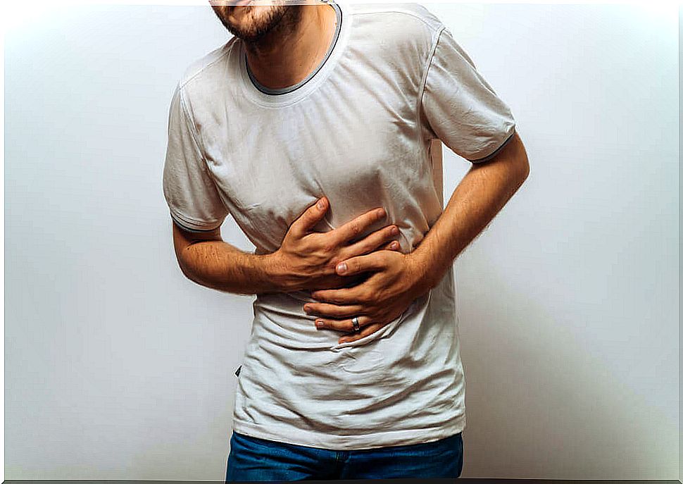 man with stomach pain