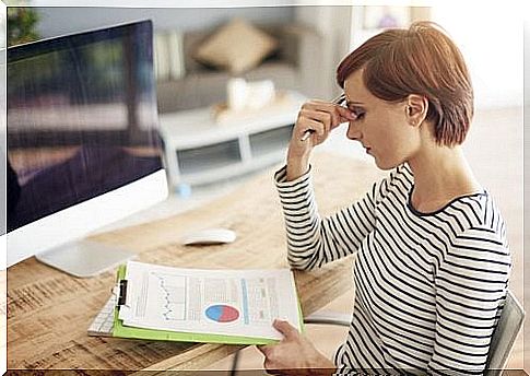 Woman with fatigue from lack of iron