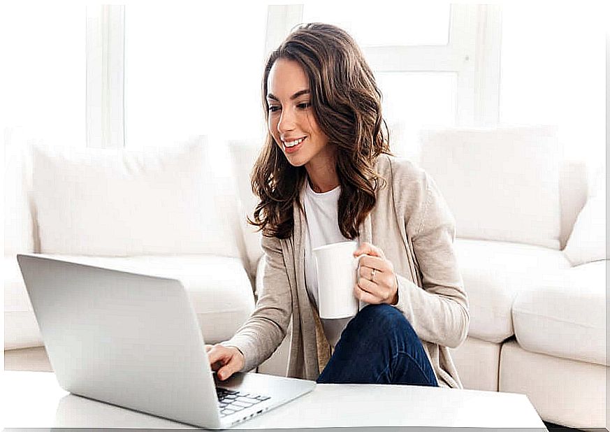 woman working from home