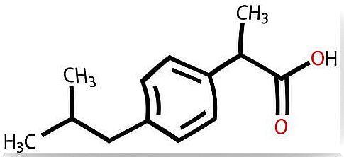 Chemical structure of ibuprofen