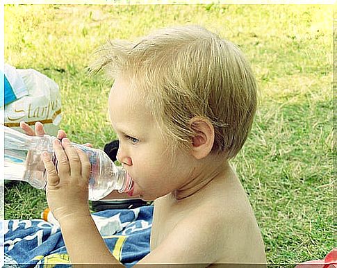 child drinking water