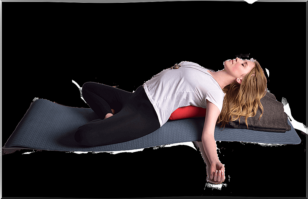 Woman stretching to relieve stress