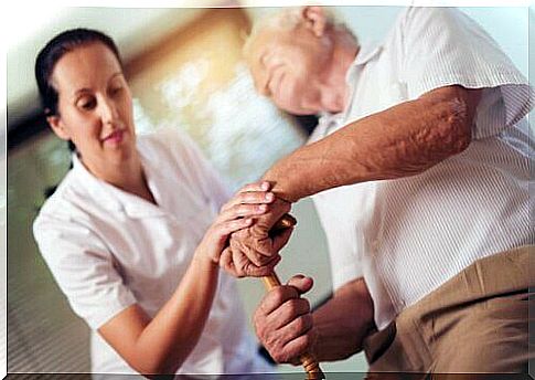 Elderly with his caregiver